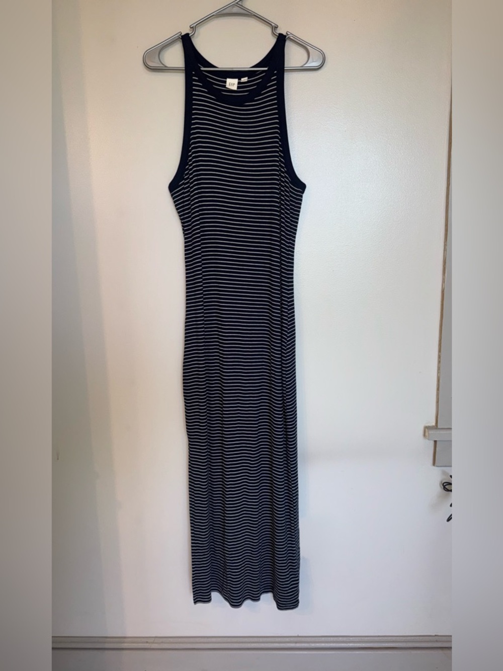 GAP Black and White Striped Tank Maxi Dress